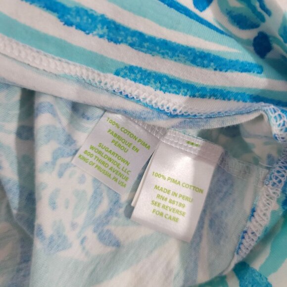 Lilly Pulitzer Womens Long Sleeve Dress Pima Cotton Blue/White Swirl Print Small - Picture 5 of 9